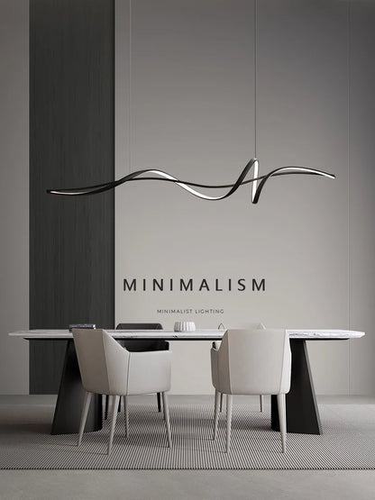 Modern Curved LED Pendant Light – Minimalist Dining Room Fixture