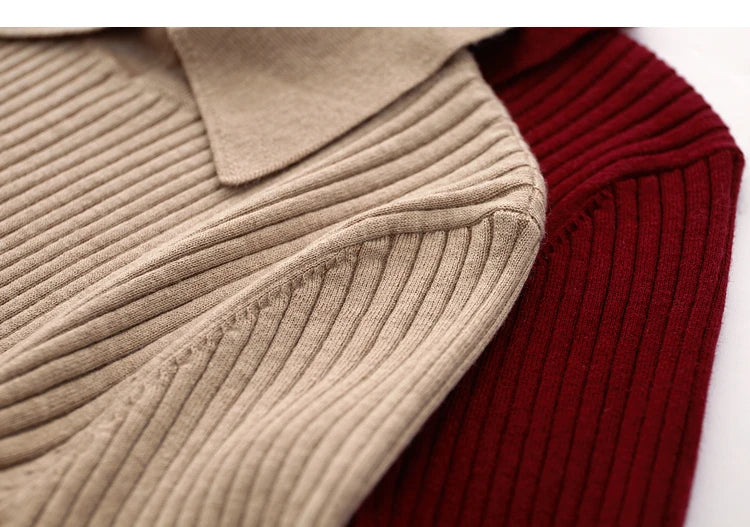 Women’s Slim Fit Striped Sweater – Autumn Office Basic Knitted Top