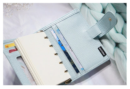 A8 / M5 Mini Rings Planner – Pebbled Grain Cowhide Leather Organizer