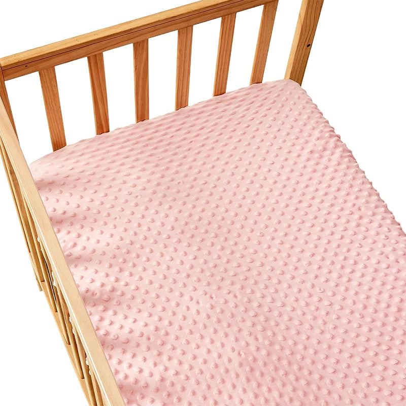 130×70cm Dotted Flannel Crib Sheet – Soft Fitted Baby Bedding