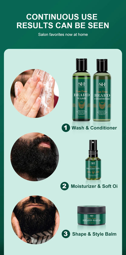 Beard Growth Kit for Men – Oil, Shampoo & Moustache Care Set