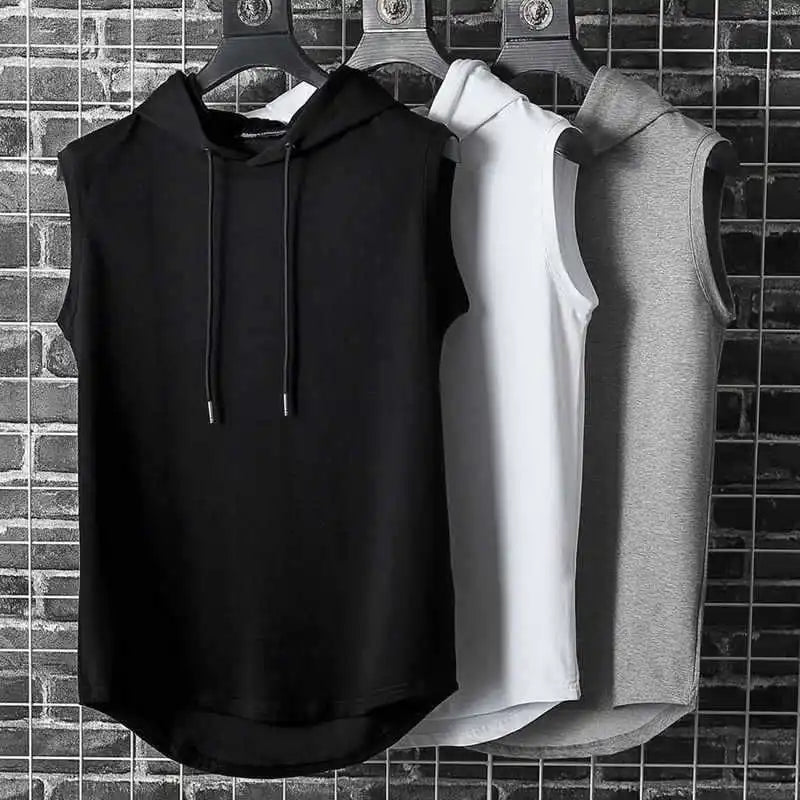 Men’s Solid Color Hooded Tank Top