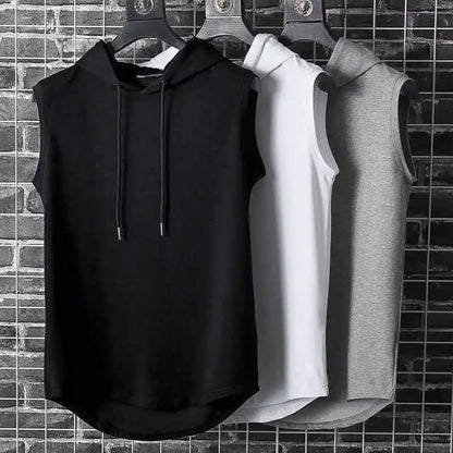 Men’s Solid Color Hooded Tank Top