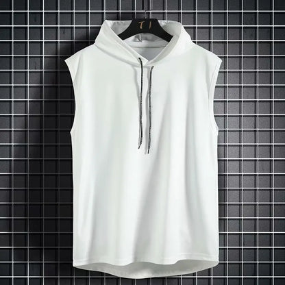 Men’s Solid Color Hooded Tank Top