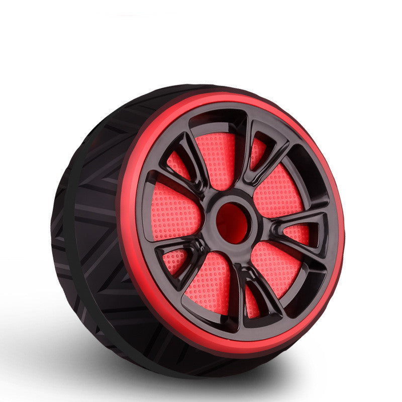 Close-up of foam-covered handles for non-slip grip on ab wheel


