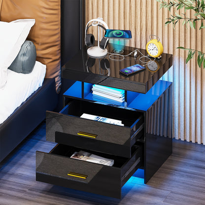 Gurexl LED Bedside Table with USB-C Charging & Motion Sensor