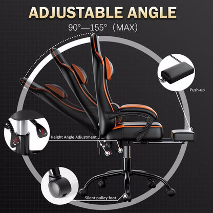 Ergonomic Gaming Chair with Footrest & Lumbar Support