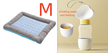 Pet Cooling Pad Bed – Soft Ice Silk Mat for Dogs, Cats & Puppies (Blue)