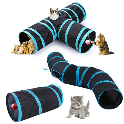 Indoor setup with cat tunnel in use
