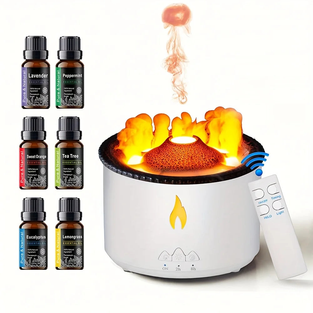 night light and volcanic flame diffuser creating ambiance