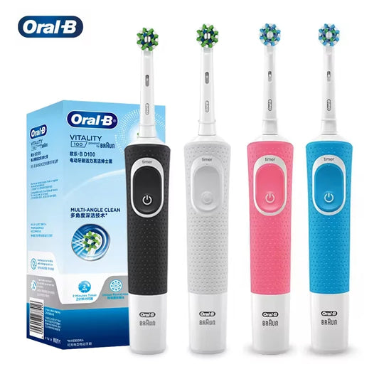  Front view of Oral-B D100 Electric Toothbrush with round brush head