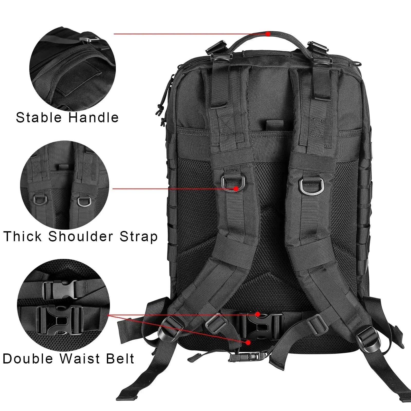 Durable outdoor backpack for trekking, camping, and survival gear