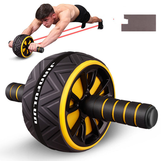 Silent abdominal roller in black and red with soft kneeling pad