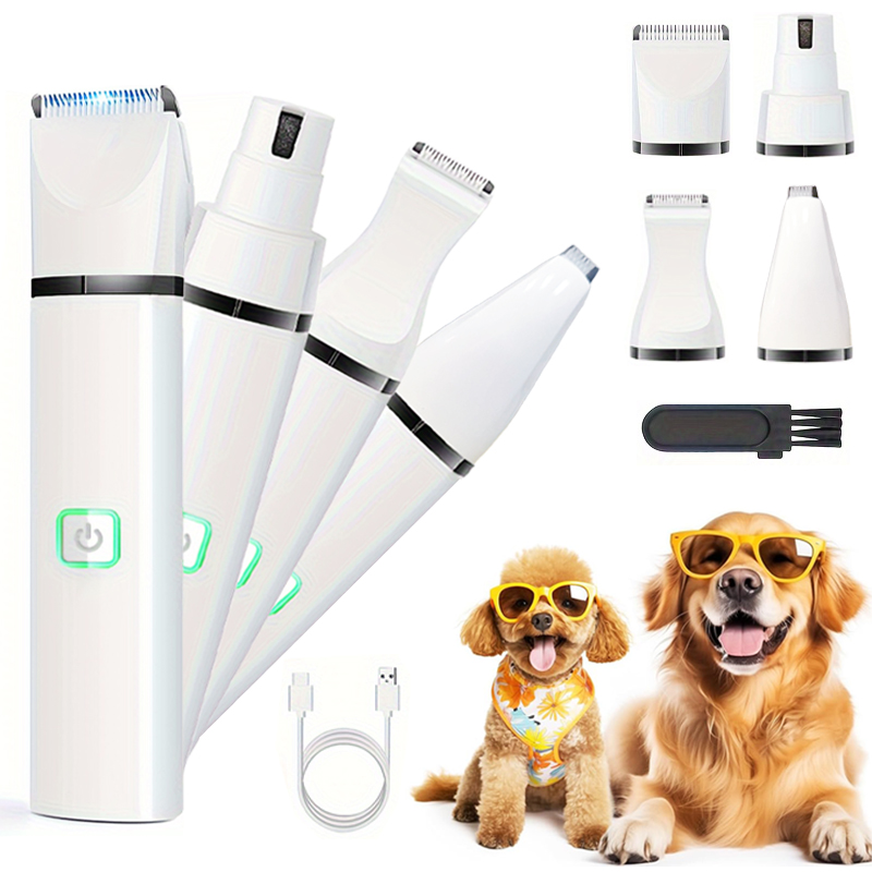 Professional Dog Grooming Clippers Kit Electric Pets Hair Clipper Rechargeable 4 in 1 Pet Dog Paw Hair Trimmer Set